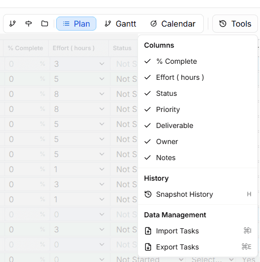 Column Visibility Dropdown
