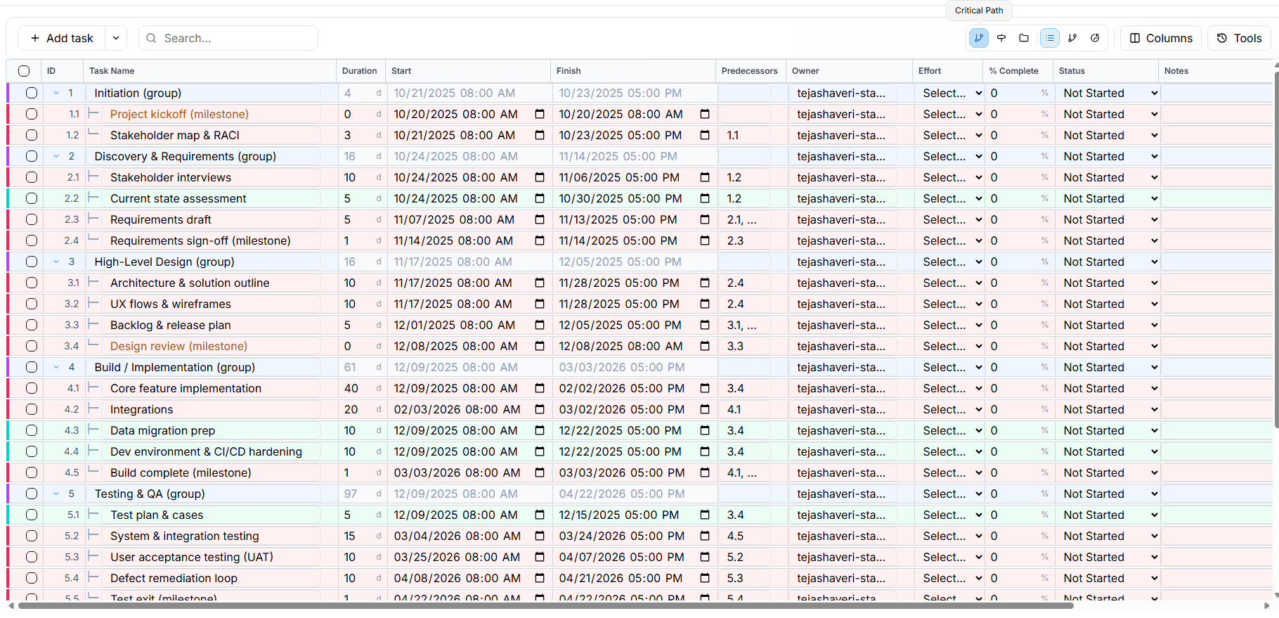 Critical Path Toggle